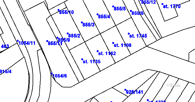 Parcela st. 1162 v KÚ Světlá nad Sázavou, Katastrální mapa