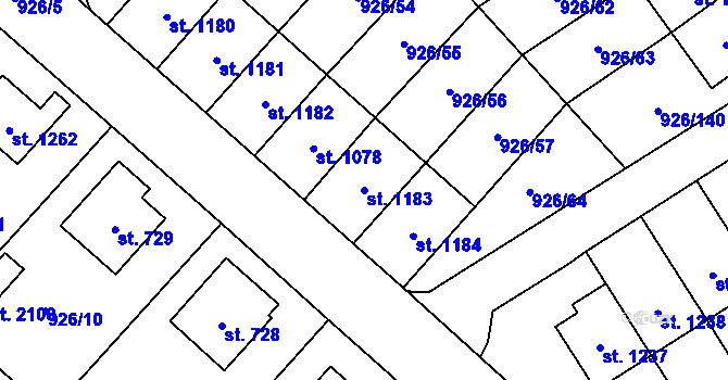 Parcela st. 1183 v KÚ Světlá nad Sázavou, Katastrální mapa