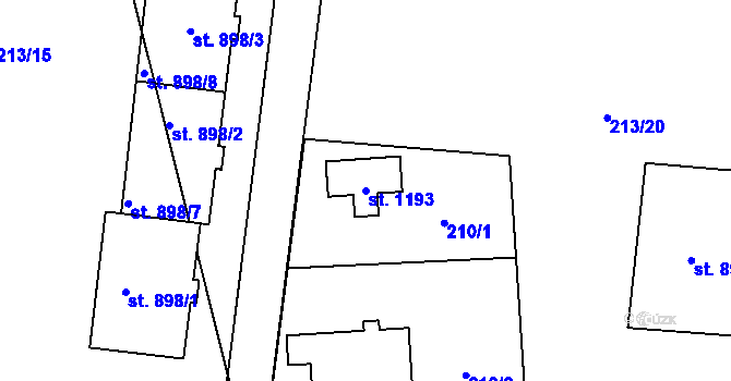 Parcela st. 1193 v KÚ Světlá nad Sázavou, Katastrální mapa