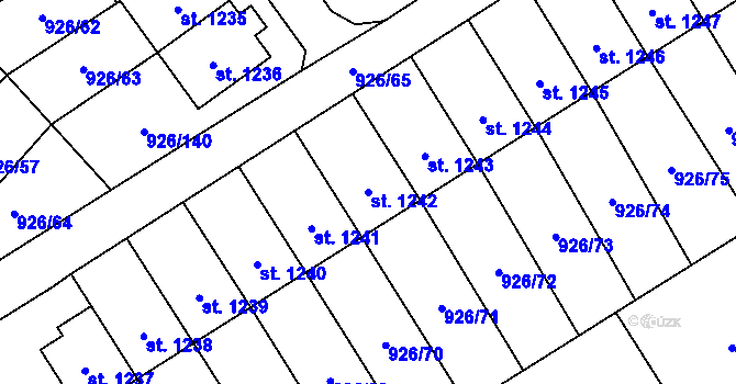Parcela st. 1242 v KÚ Světlá nad Sázavou, Katastrální mapa