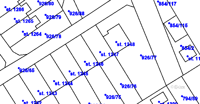 Parcela st. 1247 v KÚ Světlá nad Sázavou, Katastrální mapa