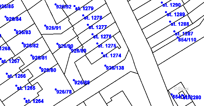 Parcela st. 1274 v KÚ Světlá nad Sázavou, Katastrální mapa