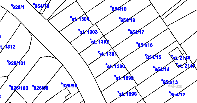 Parcela st. 1301 v KÚ Světlá nad Sázavou, Katastrální mapa