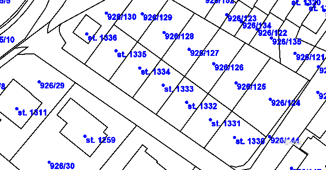 Parcela st. 1333 v KÚ Světlá nad Sázavou, Katastrální mapa