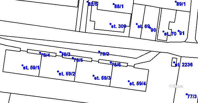 Parcela st. 78/2 v KÚ Světlá nad Sázavou, Katastrální mapa
