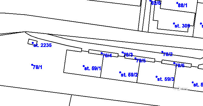 Parcela st. 78/4 v KÚ Světlá nad Sázavou, Katastrální mapa