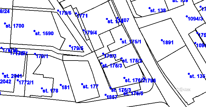 Parcela st. 179/3 v KÚ Světlá nad Sázavou, Katastrální mapa