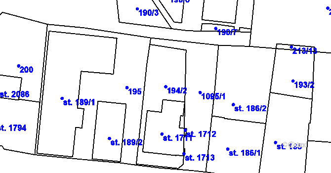 Parcela st. 194/2 v KÚ Světlá nad Sázavou, Katastrální mapa