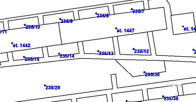 Parcela st. 235/13 v KÚ Světlá nad Sázavou, Katastrální mapa