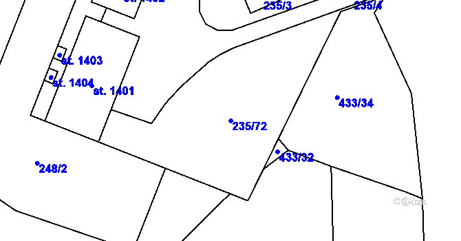 Parcela st. 235/72 v KÚ Světlá nad Sázavou, Katastrální mapa