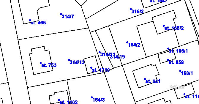 Parcela st. 314/21 v KÚ Světlá nad Sázavou, Katastrální mapa