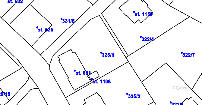 Parcela st. 325/1 v KÚ Světlá nad Sázavou, Katastrální mapa