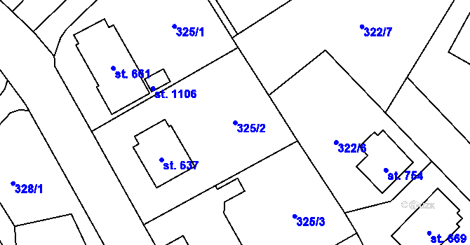 Parcela st. 325/2 v KÚ Světlá nad Sázavou, Katastrální mapa