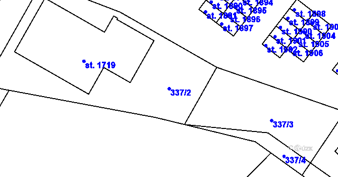 Parcela st. 337/2 v KÚ Světlá nad Sázavou, Katastrální mapa