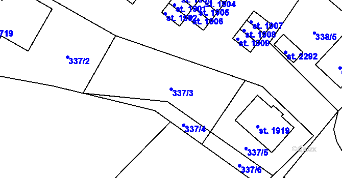 Parcela st. 337/3 v KÚ Světlá nad Sázavou, Katastrální mapa
