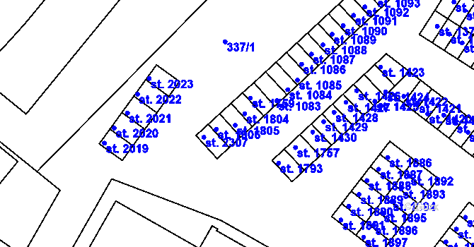 Parcela st. 337/14 v KÚ Světlá nad Sázavou, Katastrální mapa