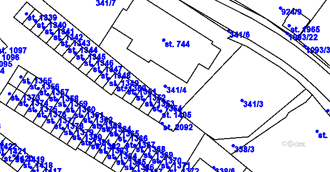Parcela st. 341/4 v KÚ Světlá nad Sázavou, Katastrální mapa