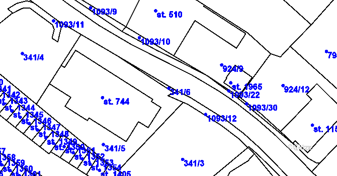 Parcela st. 341/6 v KÚ Světlá nad Sázavou, Katastrální mapa