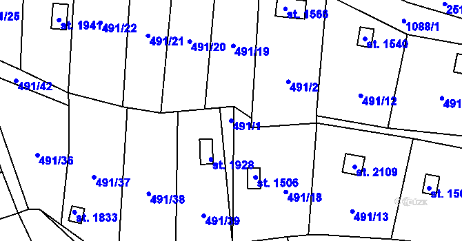 Parcela st. 491/1 v KÚ Světlá nad Sázavou, Katastrální mapa