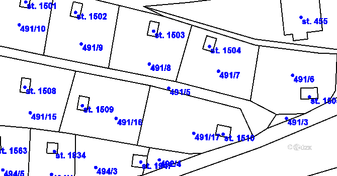 Parcela st. 491/5 v KÚ Světlá nad Sázavou, Katastrální mapa