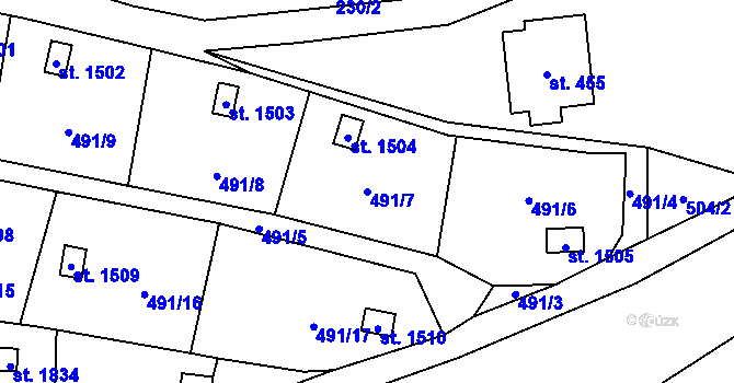 Parcela st. 491/7 v KÚ Světlá nad Sázavou, Katastrální mapa