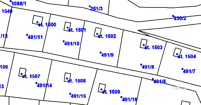 Parcela st. 491/9 v KÚ Světlá nad Sázavou, Katastrální mapa