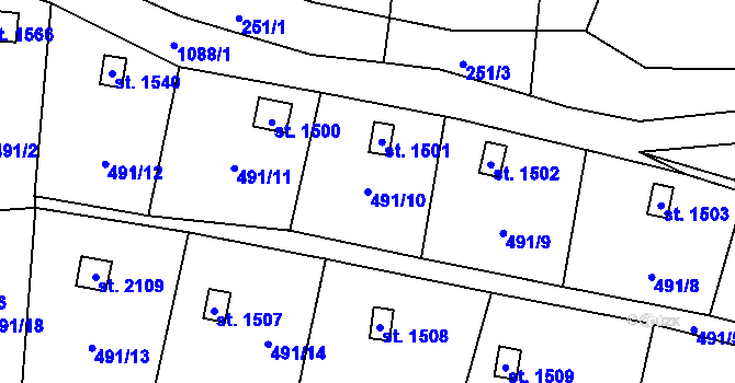 Parcela st. 491/10 v KÚ Světlá nad Sázavou, Katastrální mapa