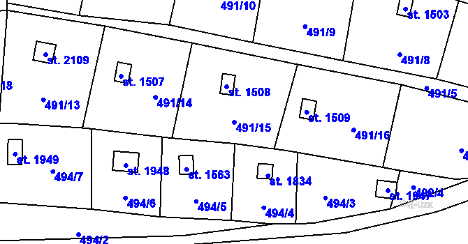 Parcela st. 491/15 v KÚ Světlá nad Sázavou, Katastrální mapa