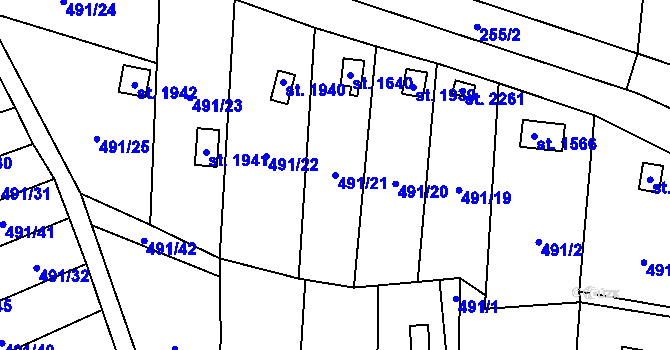 Parcela st. 491/21 v KÚ Světlá nad Sázavou, Katastrální mapa