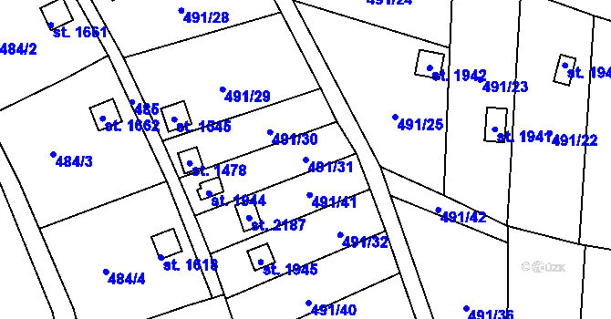 Parcela st. 491/31 v KÚ Světlá nad Sázavou, Katastrální mapa