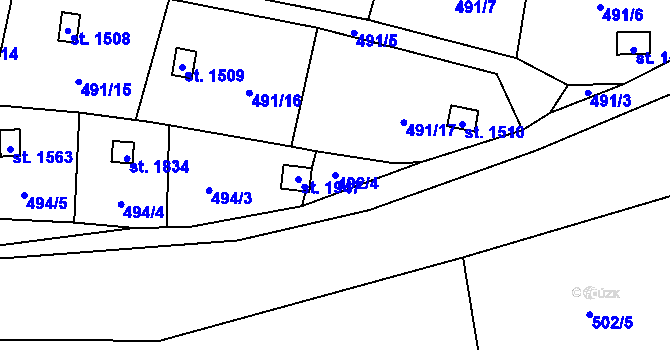 Parcela st. 492/4 v KÚ Světlá nad Sázavou, Katastrální mapa