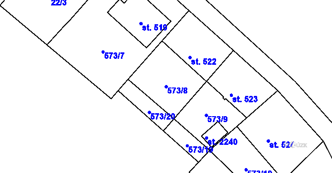 Parcela st. 573/8 v KÚ Světlá nad Sázavou, Katastrální mapa