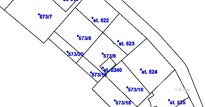 Parcela st. 573/9 v KÚ Světlá nad Sázavou, Katastrální mapa