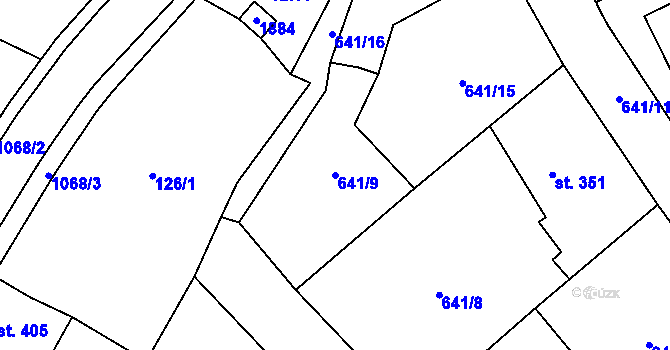 Parcela st. 641/9 v KÚ Světlá nad Sázavou, Katastrální mapa