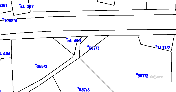 Parcela st. 657/3 v KÚ Světlá nad Sázavou, Katastrální mapa