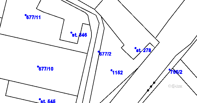 Parcela st. 677/2 v KÚ Světlá nad Sázavou, Katastrální mapa
