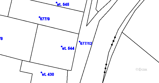 Parcela st. 677/12 v KÚ Světlá nad Sázavou, Katastrální mapa