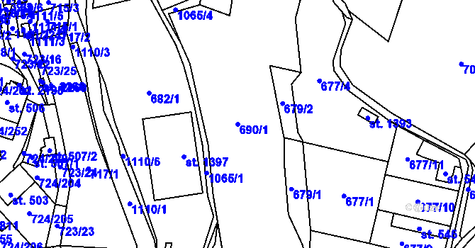 Parcela st. 690/1 v KÚ Světlá nad Sázavou, Katastrální mapa