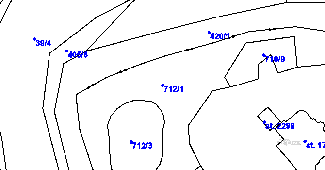 Parcela st. 712/1 v KÚ Světlá nad Sázavou, Katastrální mapa