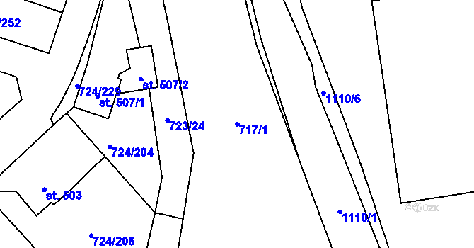 Parcela st. 717/1 v KÚ Světlá nad Sázavou, Katastrální mapa