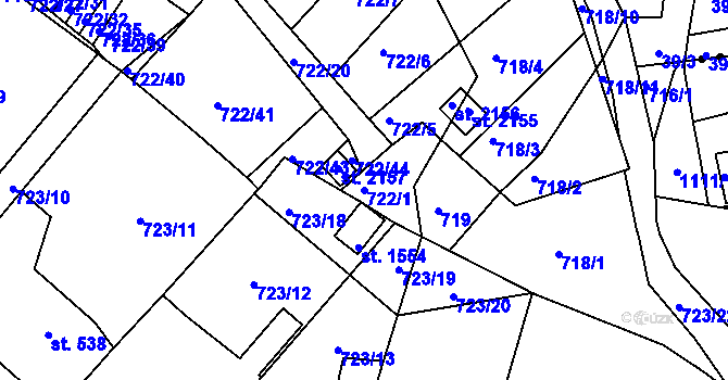Parcela st. 722/1 v KÚ Světlá nad Sázavou, Katastrální mapa