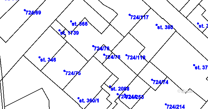 Parcela st. 724/78 v KÚ Světlá nad Sázavou, Katastrální mapa
