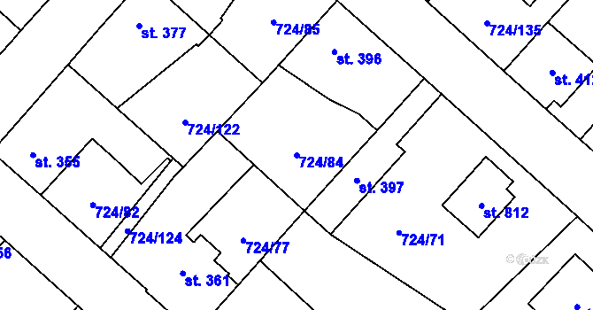 Parcela st. 724/84 v KÚ Světlá nad Sázavou, Katastrální mapa