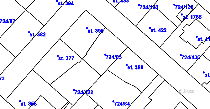 Parcela st. 724/85 v KÚ Světlá nad Sázavou, Katastrální mapa