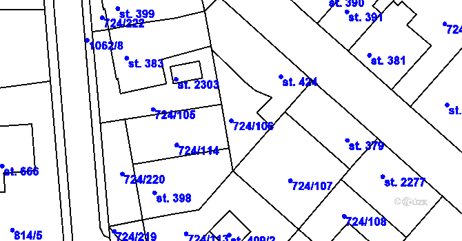 Parcela st. 724/106 v KÚ Světlá nad Sázavou, Katastrální mapa