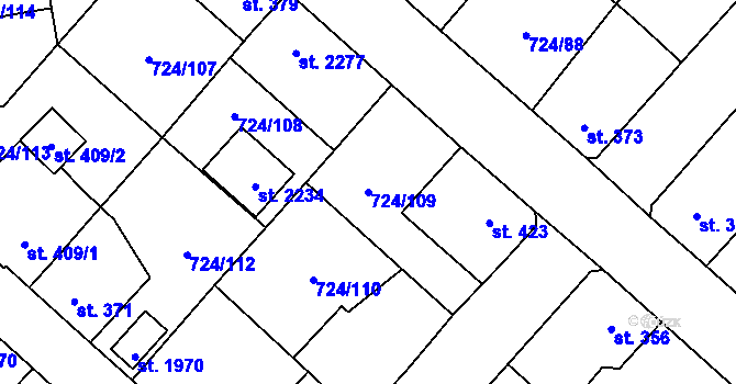 Parcela st. 724/109 v KÚ Světlá nad Sázavou, Katastrální mapa