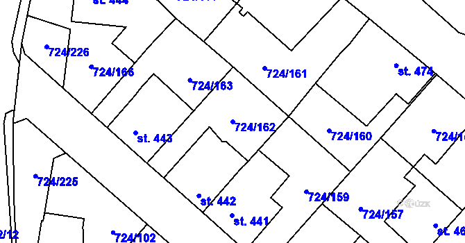 Parcela st. 724/162 v KÚ Světlá nad Sázavou, Katastrální mapa