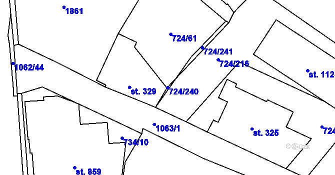 Parcela st. 724/240 v KÚ Světlá nad Sázavou, Katastrální mapa