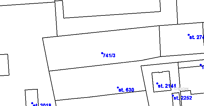 Parcela st. 741/3 v KÚ Světlá nad Sázavou, Katastrální mapa
