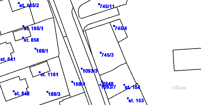 Parcela st. 745/3 v KÚ Světlá nad Sázavou, Katastrální mapa